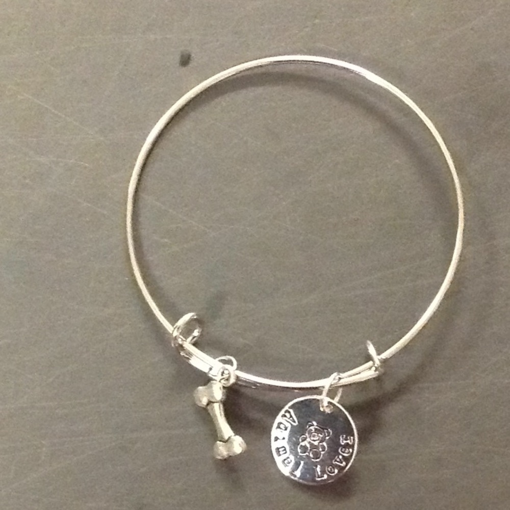 Silver Animal Lover w/Dog Bone Bracelet